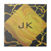 Carreau Impression Giraffe noir et jaune (Devant)