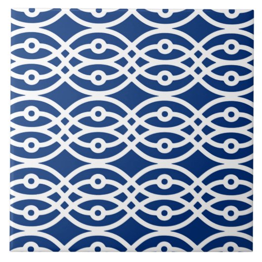 Carreau Impression kimono, bleu marine et blanc (Devant)