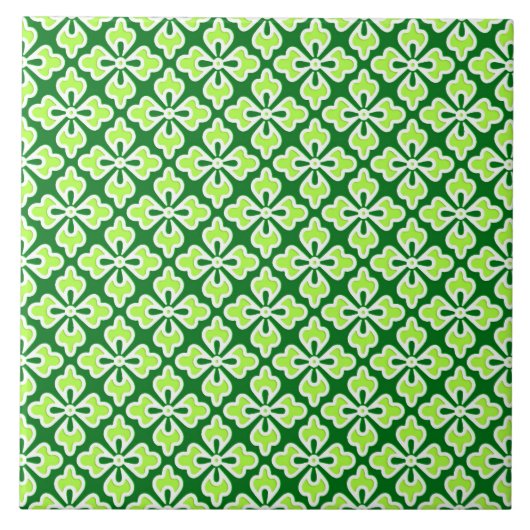 Carreau Impression kimono floral, vert citron et pin (Devant)