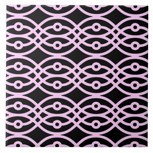 Carreau Impression kimono, noir et rose givré (Devant)