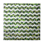 Carreau Impression léopard chevron noir et vert (Devant)