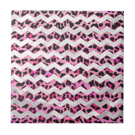 Carreau Impression léopard noir et rose chaud (Devant)
