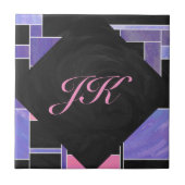 Carreau Impression noire violet mondriaque (Devant)