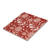 Carreau Impression Œillet William Morris, Rouge profond et (Côté)