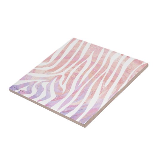 Carreau Impression rose et blanc Zebra (Côté)