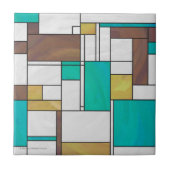 Carreau Imprimante Brown jaune Turquoise Mondrian (Devant)
