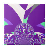 Carreau Imprimante d'art bleu rétro Cyan Kaleidoscope (Devant)