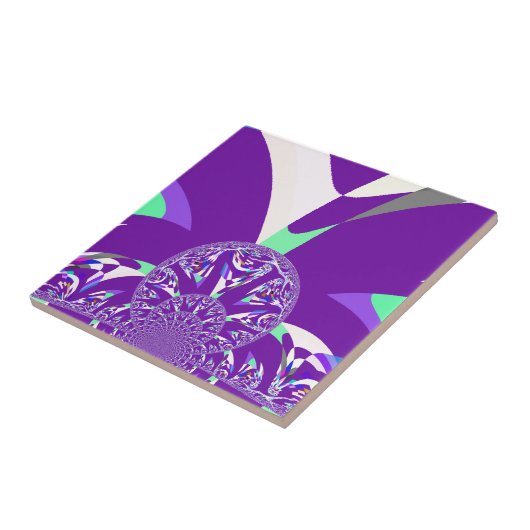 Carreau Imprimante d'art bleu rétro Cyan Kaleidoscope (Côté)