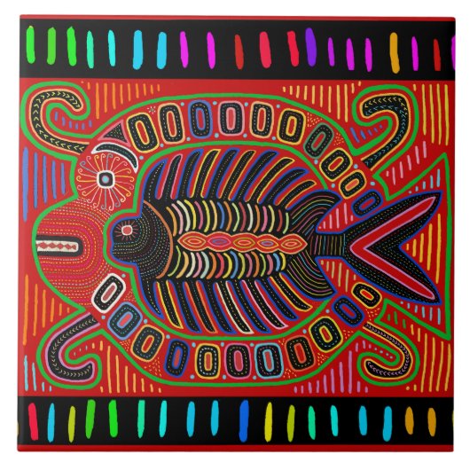Carreau Indien Kuna Poisson Mola (Devant)