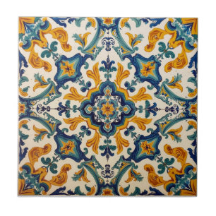 Carreau Indigo Azulejo Bleu et jaune Portugais
