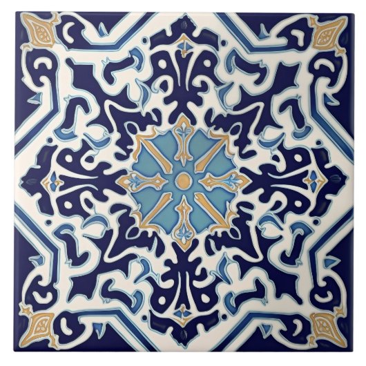 Carreau Indigo Azulejo Bleu Portugais Lisbonne C décoratif (Devant)