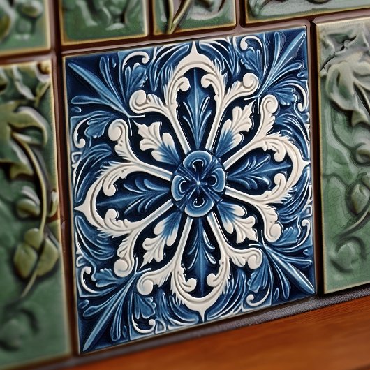 Carreau Indigo Azulejo Bleu Portugais Lisbonne Décor