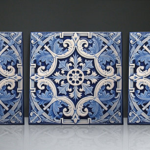 Carreau Indigo Azulejo Bleu Portugais Lisbonne Décoratif