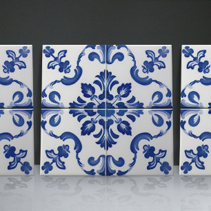 Carreau Indigo Azulejo Bleu Portugais Lisbonne Décoratif