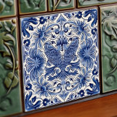Carreau Indigo Azulejo Bleu Portugais Lisbonne Oiseaux