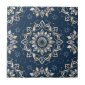 Carreau Indigo Azulejo bleu portugais Mandala décoratif (Devant)