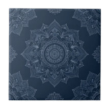 Indigo Azulejo bleu portugais Mandala décoratif