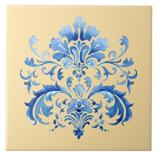 Carreau Indigo Azulejo Blue Portuguese Lisbon Botanical (Devant)