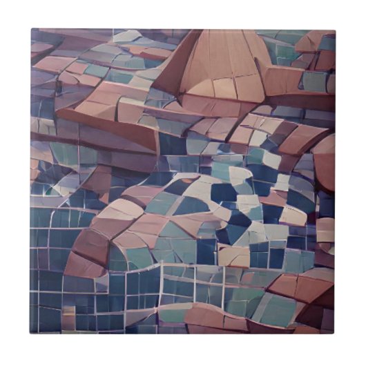 Carreau Indigo bleu marine aqua violet marron céramique ca (Devant)