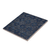 Carreau Indigo Bleu Rustique Damassé Sur Bois Rayé (Côté)