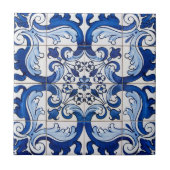 Carreau Indigo Blue Portugais Lisbonne Azulejo Décor (Devant)