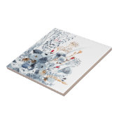 Carreau Indigo & Ochre - Fleurs aquarelles (Côté)