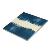 Carreau Indigo Shibori Abstrait Moderne Horizontal (Côté)