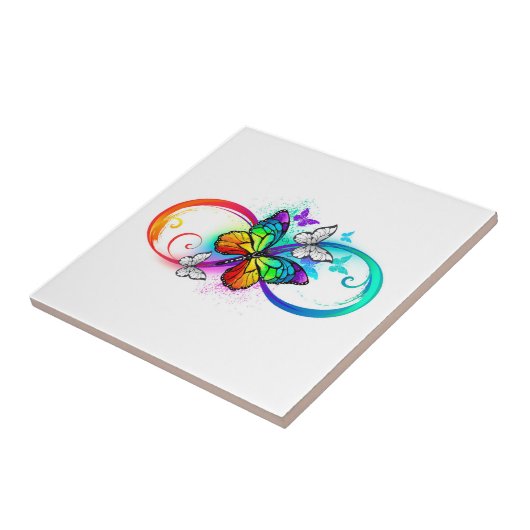 Carreau Infini lumineux avec papillon arc-en-ciel (Côté)