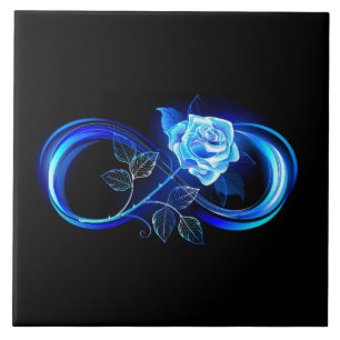 Carreau Infini lumineux avec rose bleue