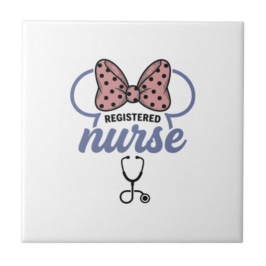 Carreau Infirmière diplômée stéthoscope à ruban graphique (Devant)