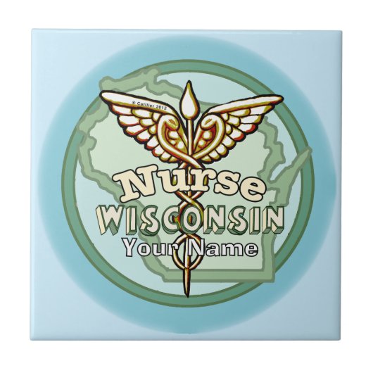 Carreau Infirmière du Wisconsin Caducée (Devant)