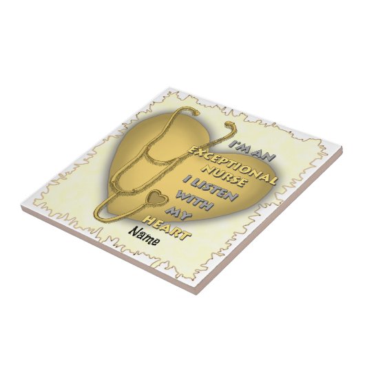 Carreau Infirmière exceptionnelle à coeur jaune (Côté)