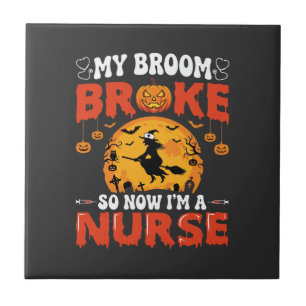 Carreau Infirmière Halloween Balai Cassé Sorcière Graphiqu