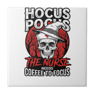 Carreau Infirmière Halloween Crâne Café Focus Vintage T-Sh