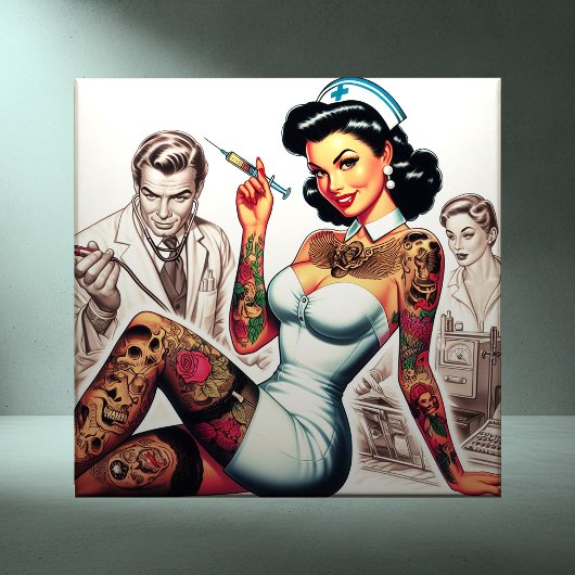 Carreau Infirmière tatouée pin-up