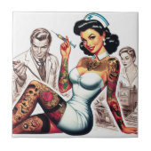 Carreau Infirmière tatouée pin-up (Devant)