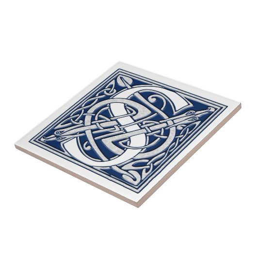 Carreau Initiale celtique S de dragon (Côté)