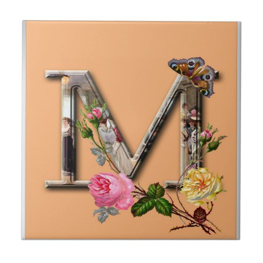 Carreau Initiale décorative "M" de lettre (Devant)