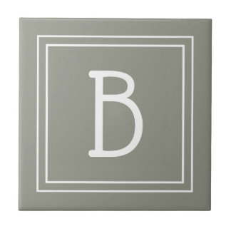 Carreau Initiale Monogrammée Moderne Simple Vert Sauge Bla