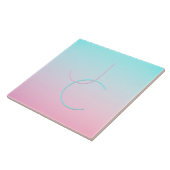 Carreau Initiales 2 superposées modernes | Turquoise Rose (Côté)
