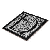 Carreau Initiales blanches de "D" de la lettre D de noir (Côté)