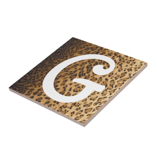 Carreau Initiales de monogramme Empreinte de léopard G (Côté)