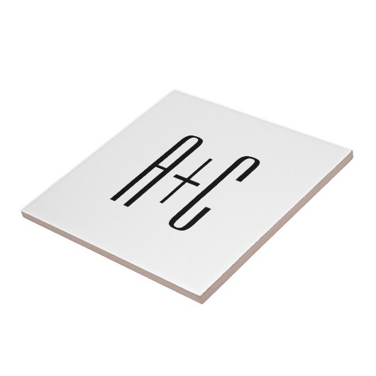 Carreau Initiales élégantes de couples modernes | Blanc et (Côté)