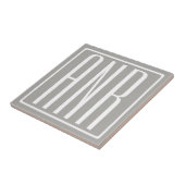 Carreau Initiales Monogramme | Blanc Sur Gris Clair (Côté)
