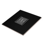 Carreau Initiales Monogramme | Blanc Sur Noir (Côté)