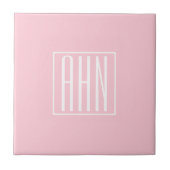Carreau Initiales Monogramme | Blanc Sur Rose Clair (Devant)