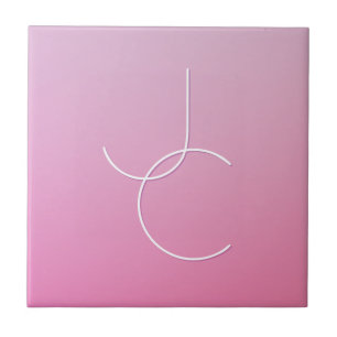 Carreau Initiales superposées Modern 2 Ombre rose