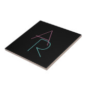 Carreau Initiales superposées modernes | Rose Turquoise No (Côté)