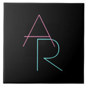 Carreau Initiales superposées modernes | Rose Turquoise No (Devant)