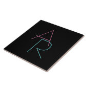 Carreau Initiales superposées modernes | Rose Turquoise No (Côté)